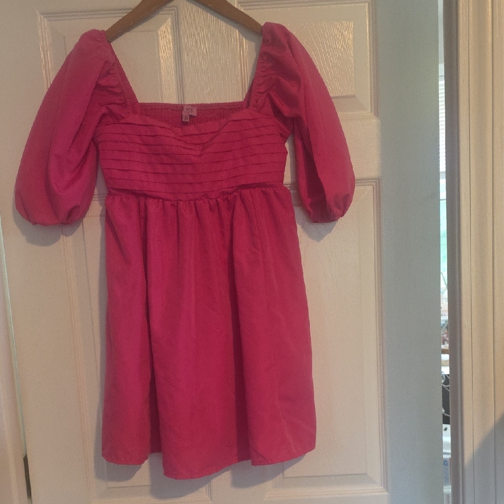 Mi Ami Pink Puffy Dress With Pockets